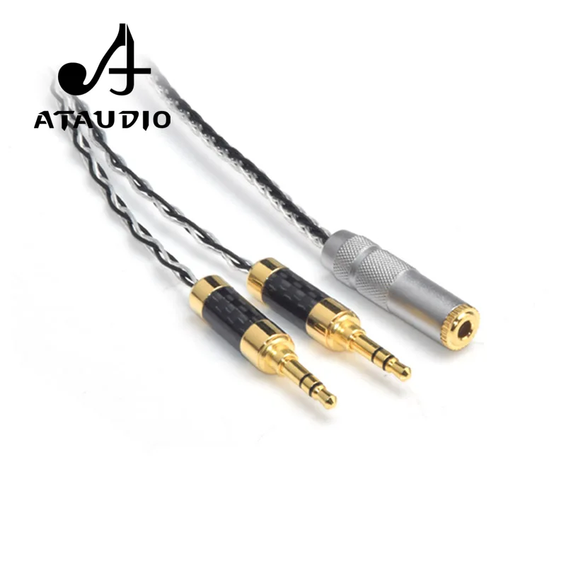 ATAUDIO Silver Hifi 3,5 Жена-двойно 3,5 Мъжки кабел Високо качество на 3,5 мм-двойно 3,5 мм аудиопровод