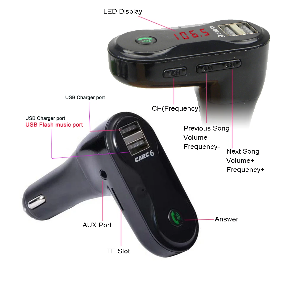 JINSERTA Hands Free Безжична Bluetooth FM-предавател комплект за Кола за MP3 плейър TF SD, USB LCD Автомобилни аксесоари