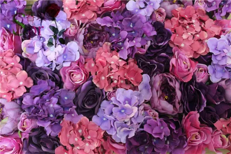 SPR лилаво стил, Безплатна доставка, 10 бр/лот, изкуствена роза, божур и цвете хортензия, сватбен фон, арка, тенис на цвете