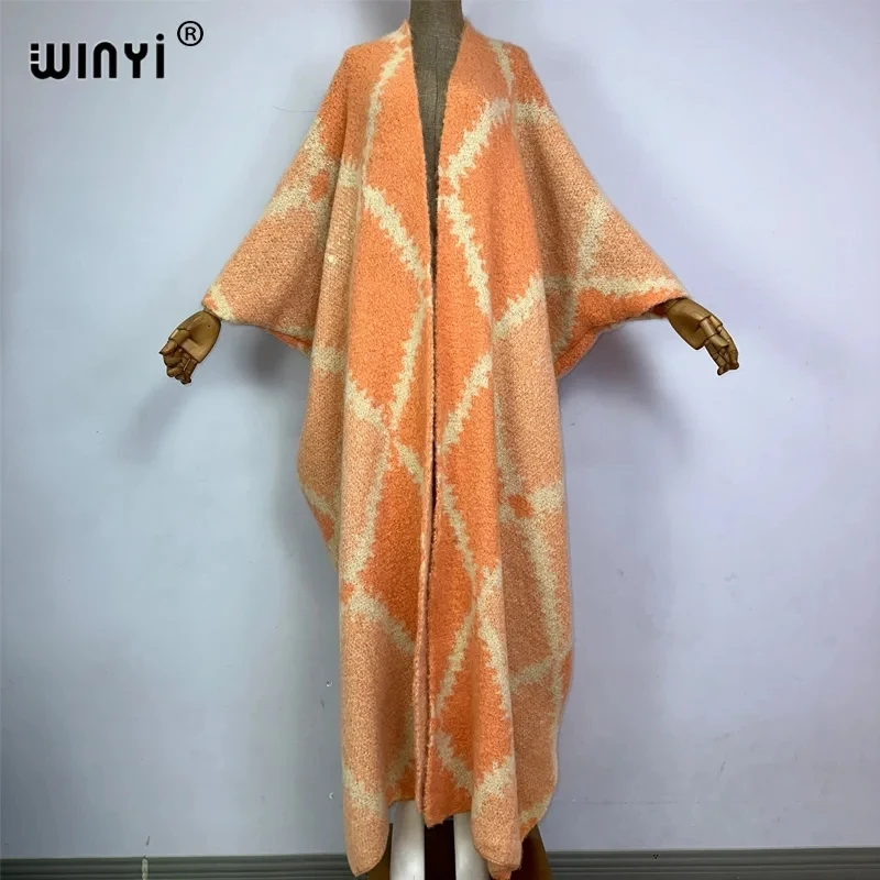 WINYI Зимно дамско НОВО луксозно меховое палто с модерен принтом неутрален цвят, гъст удобно топло дамско палто, пончо, дълъг пуховик