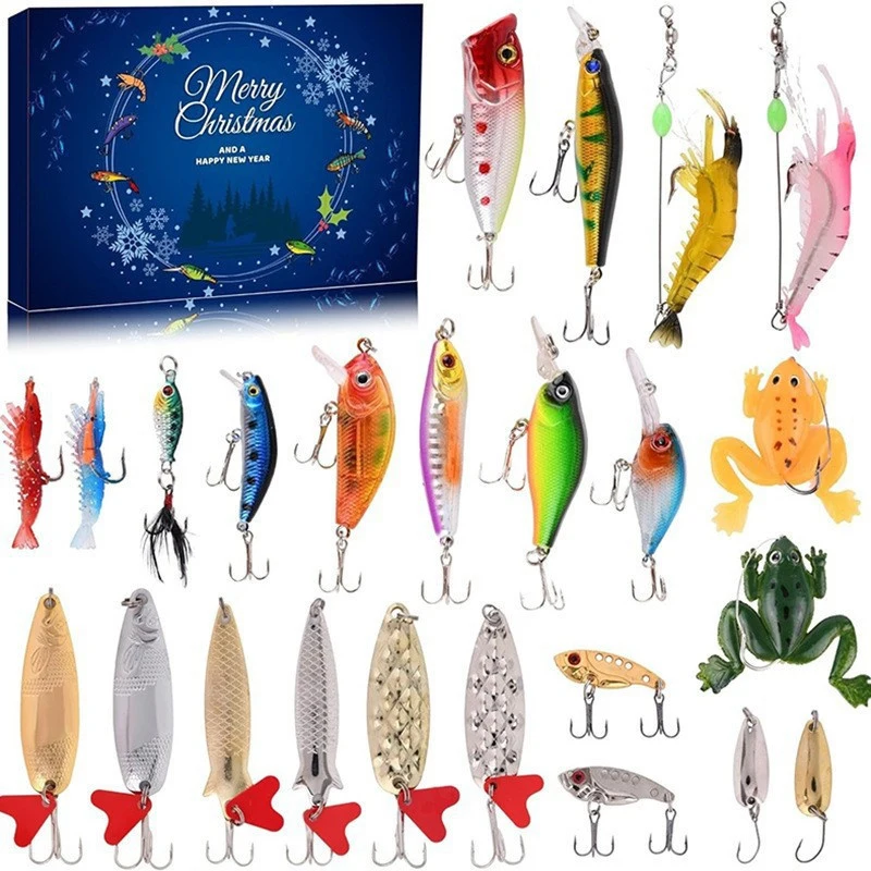 Адвент-календар за риболов на 2023 година | Календар за обратно броене 24 дни за риболовни принадлежности | Коледен адвент-календар за риболовни примамки