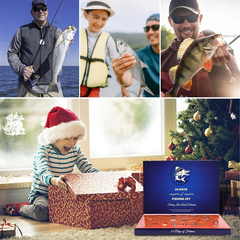 Адвент-календар за риболов на 2023 година | Календар за обратно броене 24 дни за риболовни принадлежности | Коледен адвент-календар за риболовни примамки