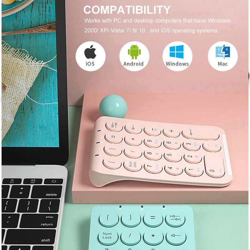 Безжична клавиатура, съвместима с Bluetooth, мини цифрова клавиатура, компютърна цифрова клавиатура за задачите на счетоводството на КОМПЮТРИ, офис клавиатура