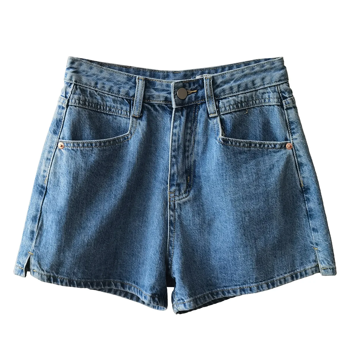 Дамски улични къси панталони, широки дънкови къси панталони Големи размери, летни ретро-дънки с висока талия, плътно прилепнали сини Горещи Сексуални памучни дънки, женски