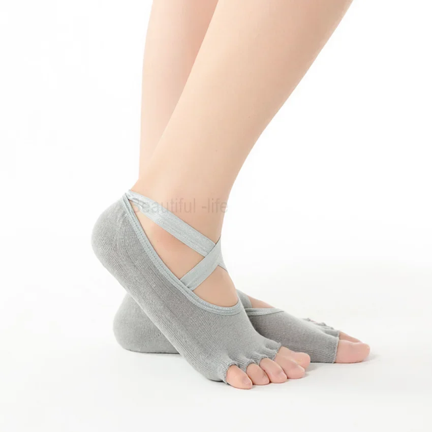 Дамски чорапи дишащи за фитнес и йога, памучни нескользящие спортни чорапи и без чорапи, вентилационни чорапи за пилатес, балет, танц чорапи