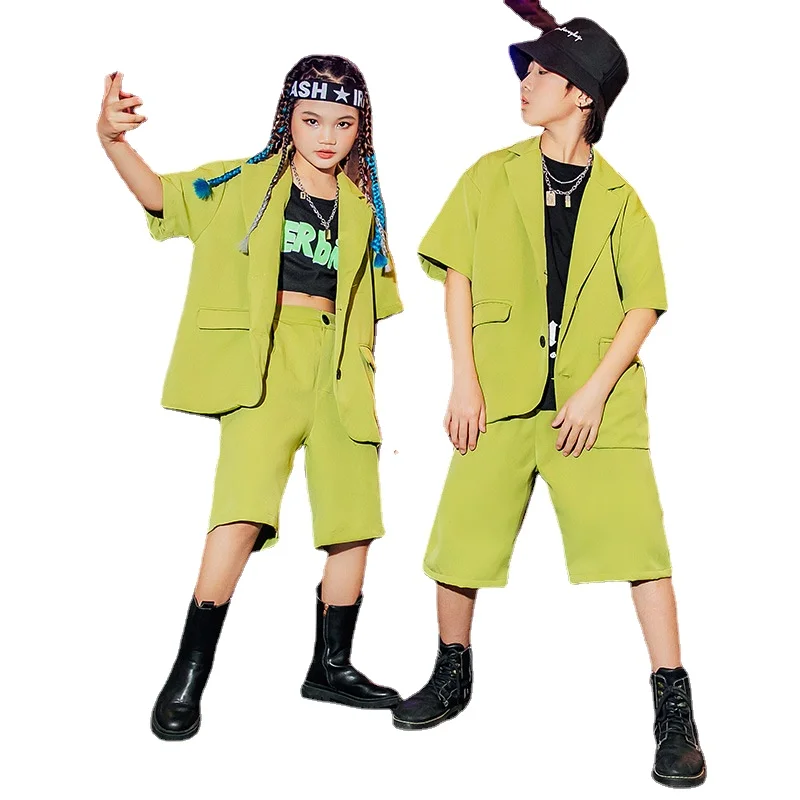 Детски комплект блейзеров, яке и къси панталони, двойка, хип-хоп Денс градинска дрехи за момчета, летен костюм за момичета, ежедневни детски дрехи Унисекс
