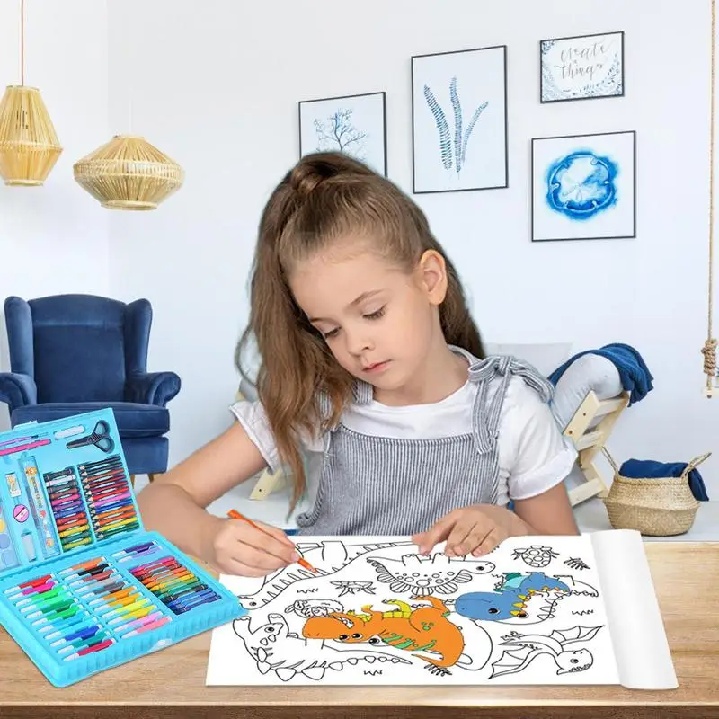 Детски Комплект за рисуване Акварел, Молив Водна писалка Дъска за рисуване, за да проверите за рисуване Драскат и Детски Забавни Играчки Подарък 86 бр.