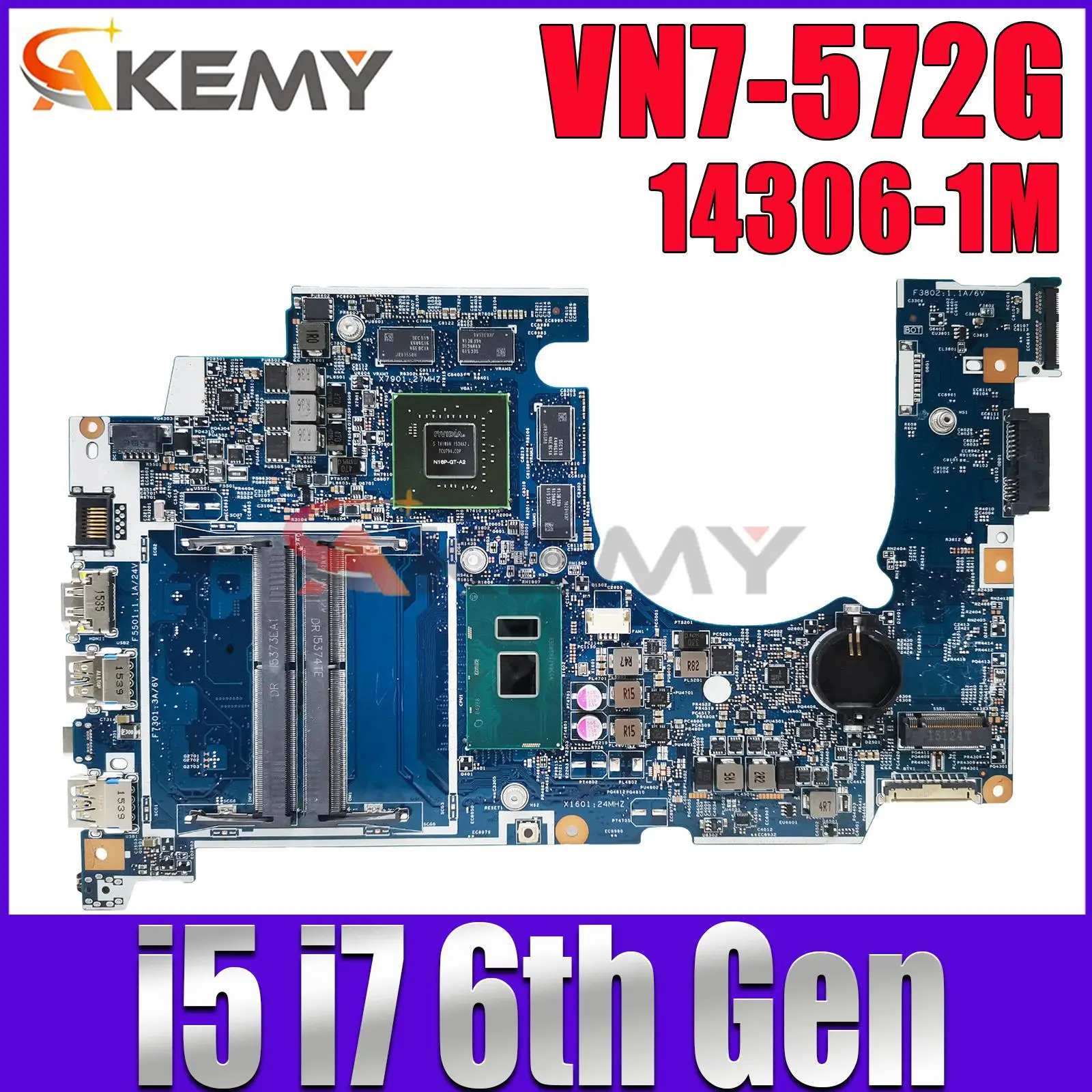 За Acer VN7-572 VN7-572G дънна Платка на Лаптоп 14306-11 млн. С процесор I5 I7 6-то поколение GTX950/945M дънна Платка на Лаптоп NBG6G11002