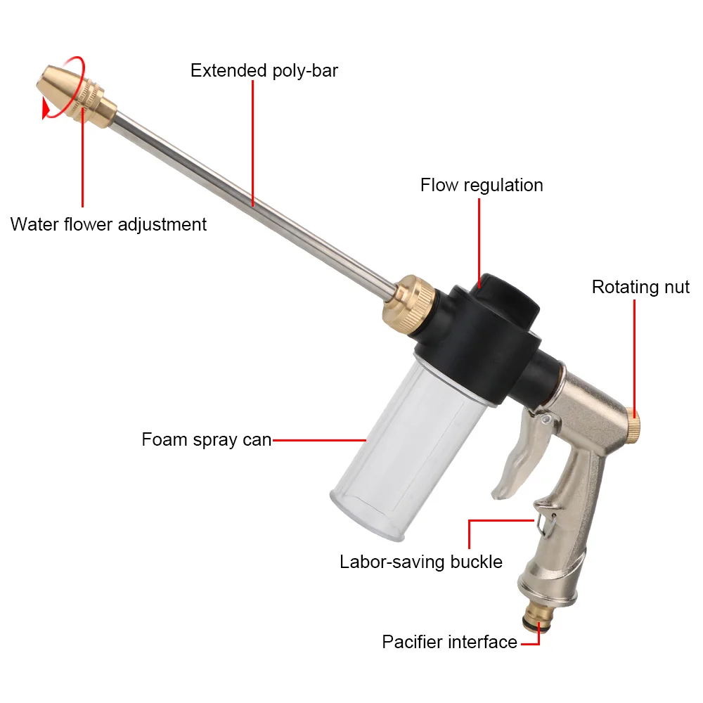 За градината Метален инструмент за пръскане с вода маркуч Воден пистолет Инструменти за почистване на Автомивки за Пречистване на Нов високо налягане