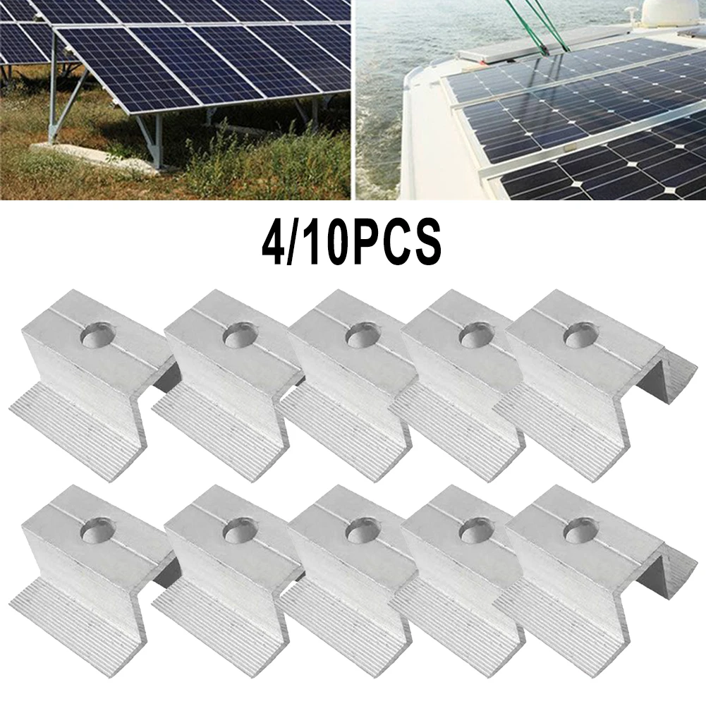 Здрав средната скоба за слънчеви панели, анодизиран повърхност, е съвместима с основи на всяка височина, лесна инсталация, 4 / 10шт