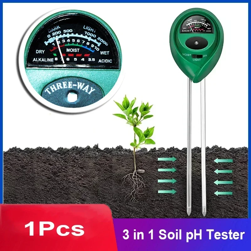 Измерване на PH на почвата 3 в 1 Измерване на PH на слънчева светлина Киселинността на растенията Влажност, PH Градински цветя Сензор за влажност на почвата Touch монитор