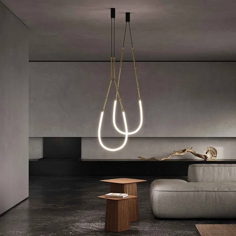 Италиански модерни минималистичные полилеи за хола на вилата, трапезария, къщи, Креативната led лампа, бамбуковое подвесное осветление на стълбището
