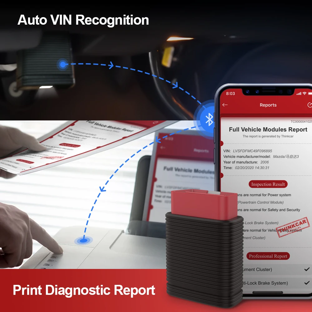 Качествен THINKCAR Pro прошил цялата автомобилна диагностика система, функциите на Bluetooth OBD2, авто скенер.