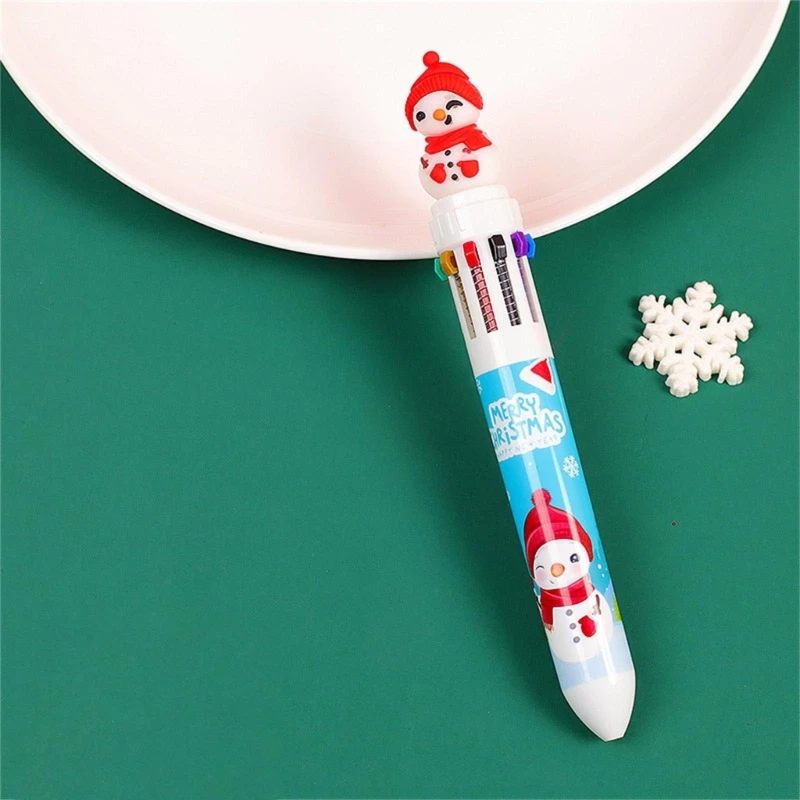 Коледна химикалка писалка 10-в-1, прибиращ се многоцветен химикалка писалка за деца, подарък за коледно парти.