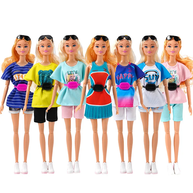 Комплект дрехи + колан/тениска + шорти + поясная дъвка / 30 см стоп-моушън облекло, спортно облекло костюм екипировка за 1/6 Xinyi FR ST Кукла Барби