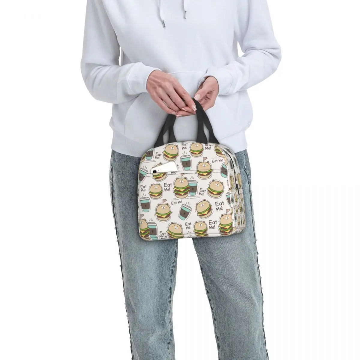 Мечка Бургер Изолиран Обяд-Чанта за Жени Фланец Охладител утайка от Чаша Топлинна Обяд-Мъкна Плажа на Къмпинг, за Пътуване