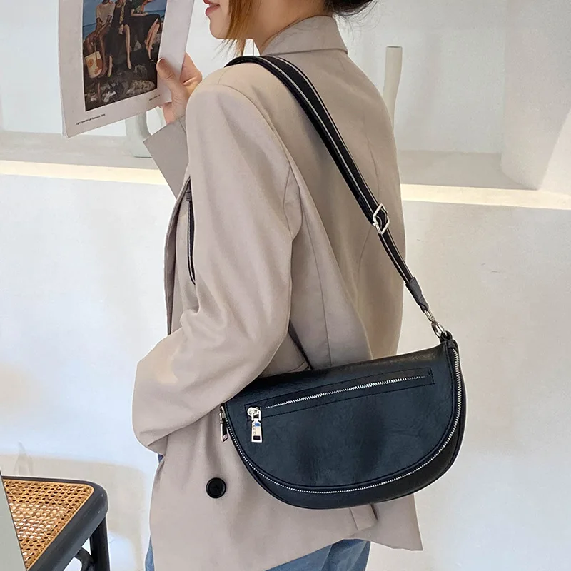Модерен дамски седельная чанта от изкуствена кожа, луксозна чанта през рамо, малка кръгла чанта, широки колани, чанта през рамо, bolsos