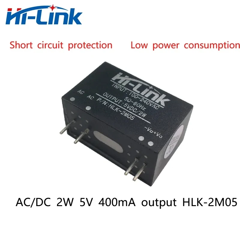 Модул захранване HLK-2M05 с пускането на AC/DC от 220 до 5, мощност 2 W 400 ma ниско повишена температура и висока ефективност