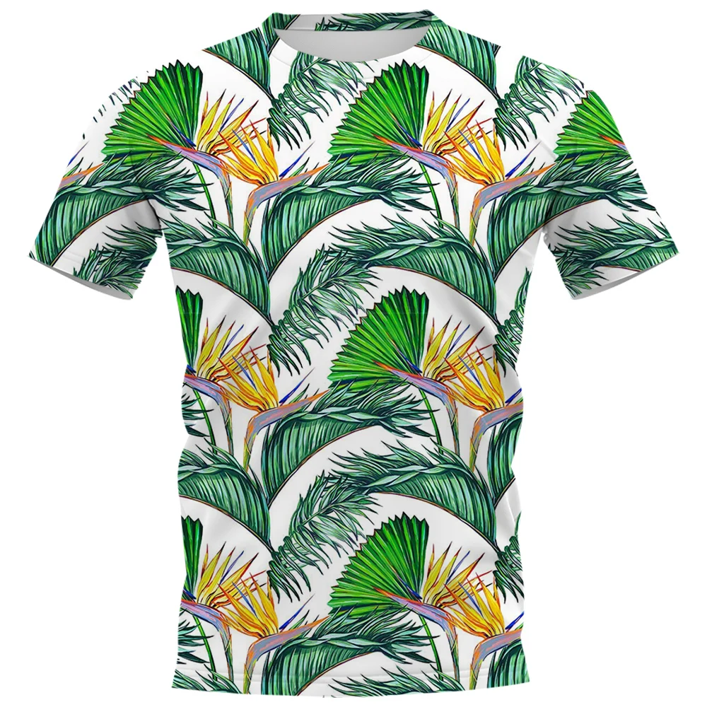 Мъжки t-shirt HX Fashion, Хавайските острови, Полинезия, тропическо растение, Хибискус, Лилия, Тениски с принтом листа, ежедневни блузи с къс ръкав, Мъжки дрехи