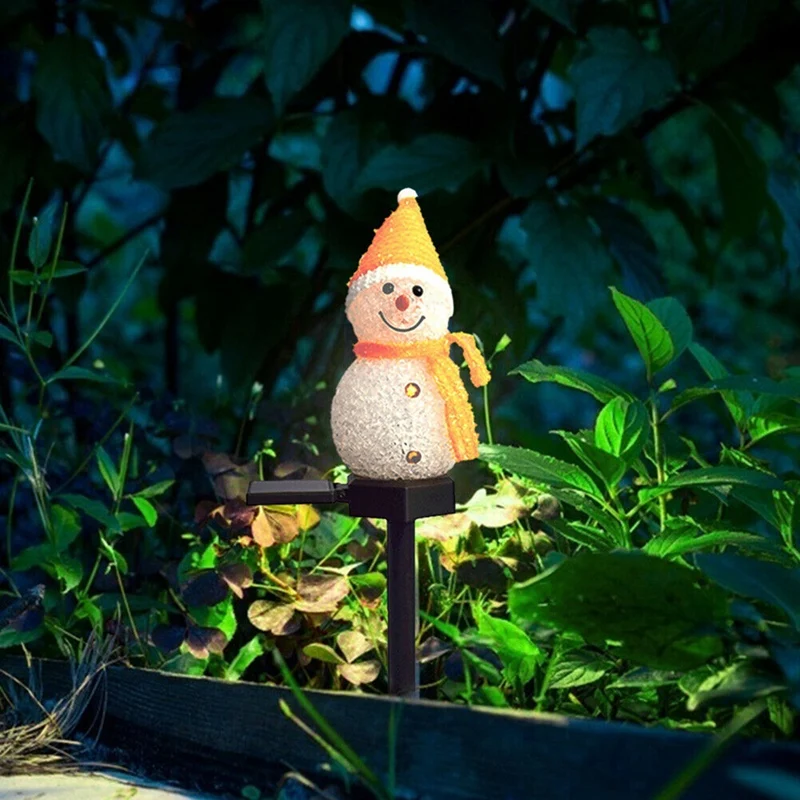 На слънчева светлина под формата на снежен човек, Коледни led светлини във формата на снежен човек на слънчева батерия, улични, градински осветителни тела на колах, Коледа