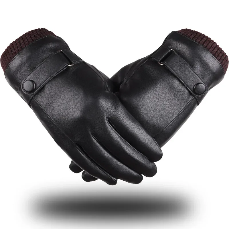 Нови мъжки ръкавици от изкуствена кожа, Плюс кадифе топли Ръкавици за сензорен екран, Непромокаеми ръкавици За мотоциклети, Зимни Ръкавици за колоездене на открито, миещи се