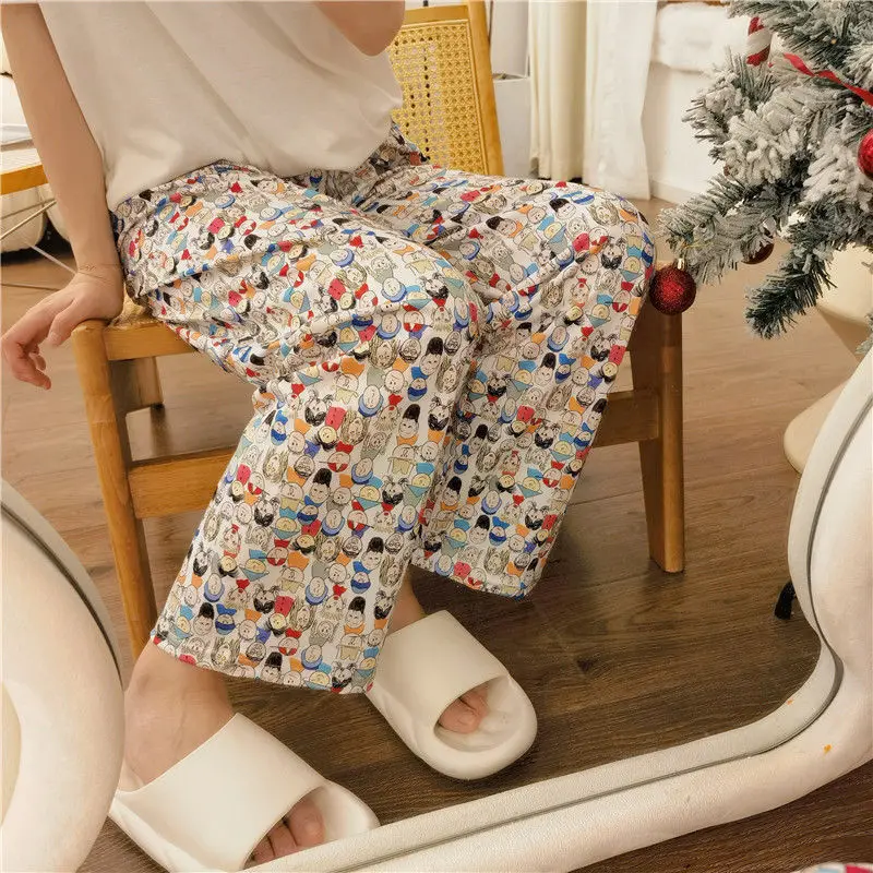 Нови пижамные панталони с хубав принтом от картун Sanrio Снупи Hangyodon Student Може да се носи като пижамные панталони