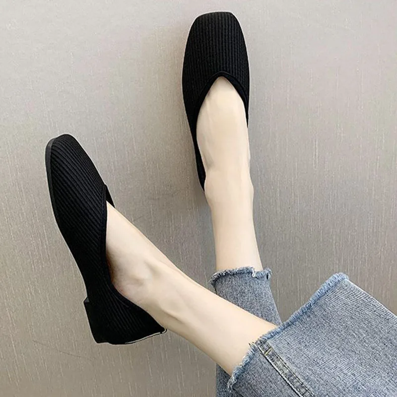 Обувки за жени 2022 г. Обувки на плоска подметка от памучен плат, женски жълти чорапи-балет апартаменти, Женски лоферы, обувки-като мулета, без съединителни върху плоска подметка