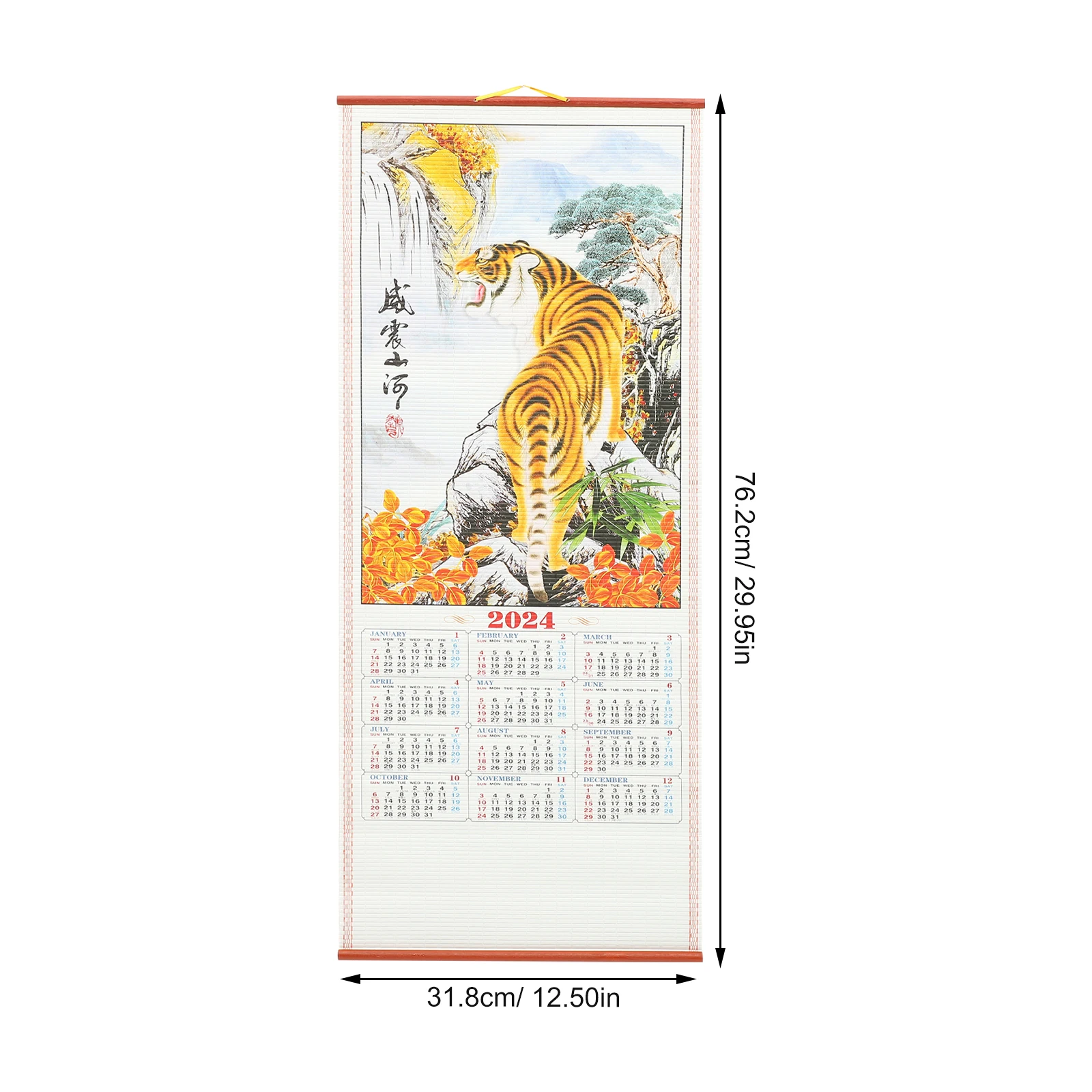 Окачен календар в китайски стил 2024 Година на Дракона Подвесная имитация на Лозови насаждения Домашен Пейзаж Декор Живопис Превъртане Календар