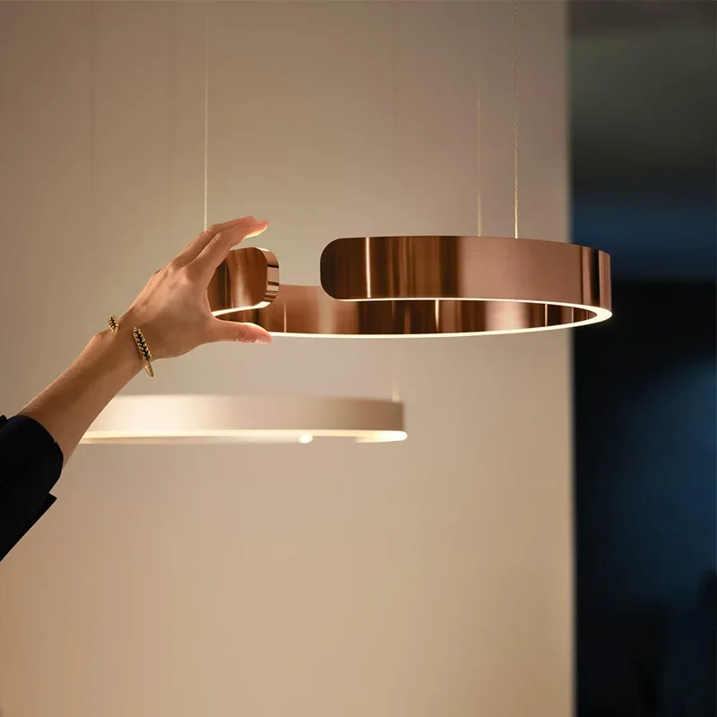 Окачен лампа Nordic Ring Led с регулируема яркост за хранене, хол, на централната маса, кухненски полилеи, осветителни тела за дома, полилеи