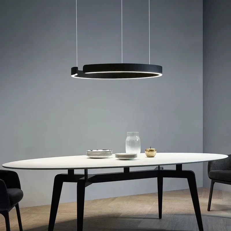 Окачен лампа Nordic Ring Led с регулируема яркост за хранене, хол, на централната маса, кухненски полилеи, осветителни тела за дома, полилеи