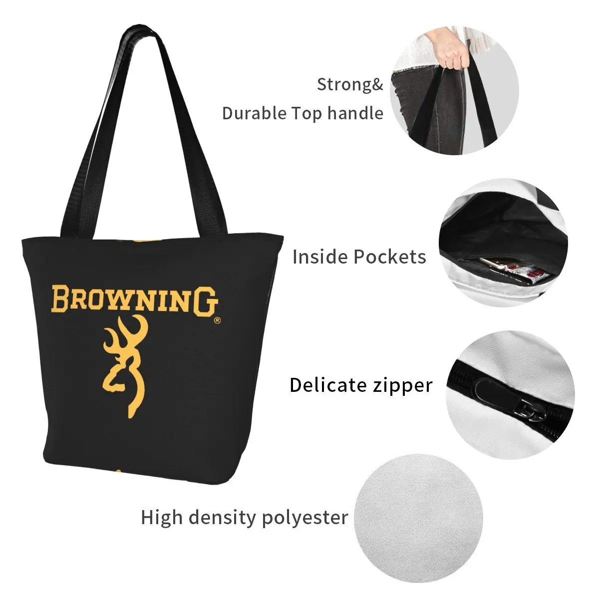 Пазарска чанта с логото на Browning, дамски холщовая чанта-тоут, преносими хранителни чанти за пазаруване.