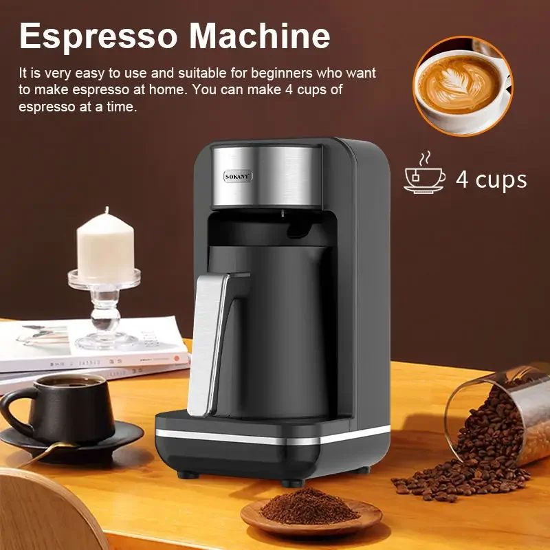 Полуавтоматична машина за еспресо Houselin за приготвяне на турско кафе 250 мл