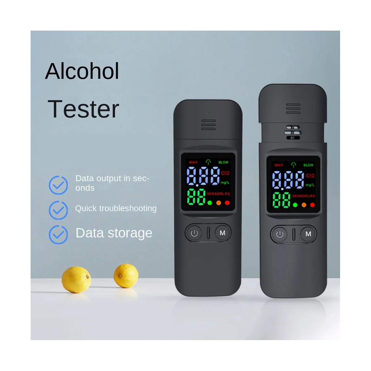 Професионален тестер за алкохол, дихателен тестер, детектор алкотестера, Автоматичен тест на алкохол в издишания въздух с led цифров дисплей