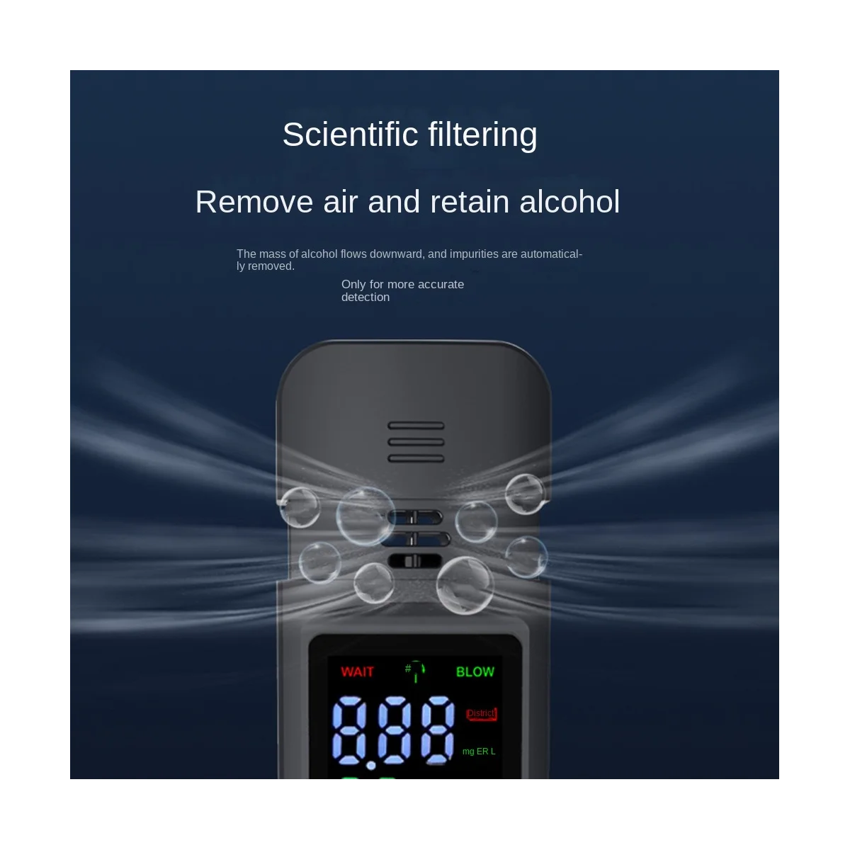Професионален тестер за алкохол, дихателен тестер, детектор алкотестера, Автоматичен тест на алкохол в издишания въздух с led цифров дисплей