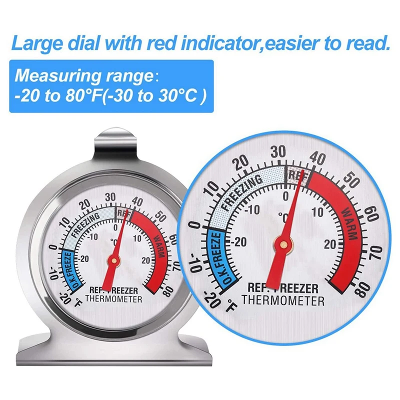 Серия термометри с 2 хладилник и фризер, термометър с голям циферблат, термометър за температурата на фризера на хладилника
