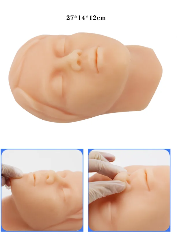 Силиконовата модел на главата на човека с микроформованием, имитирующая инжекции на лицето, комплект накладки за зашиване на кожата, манекен
