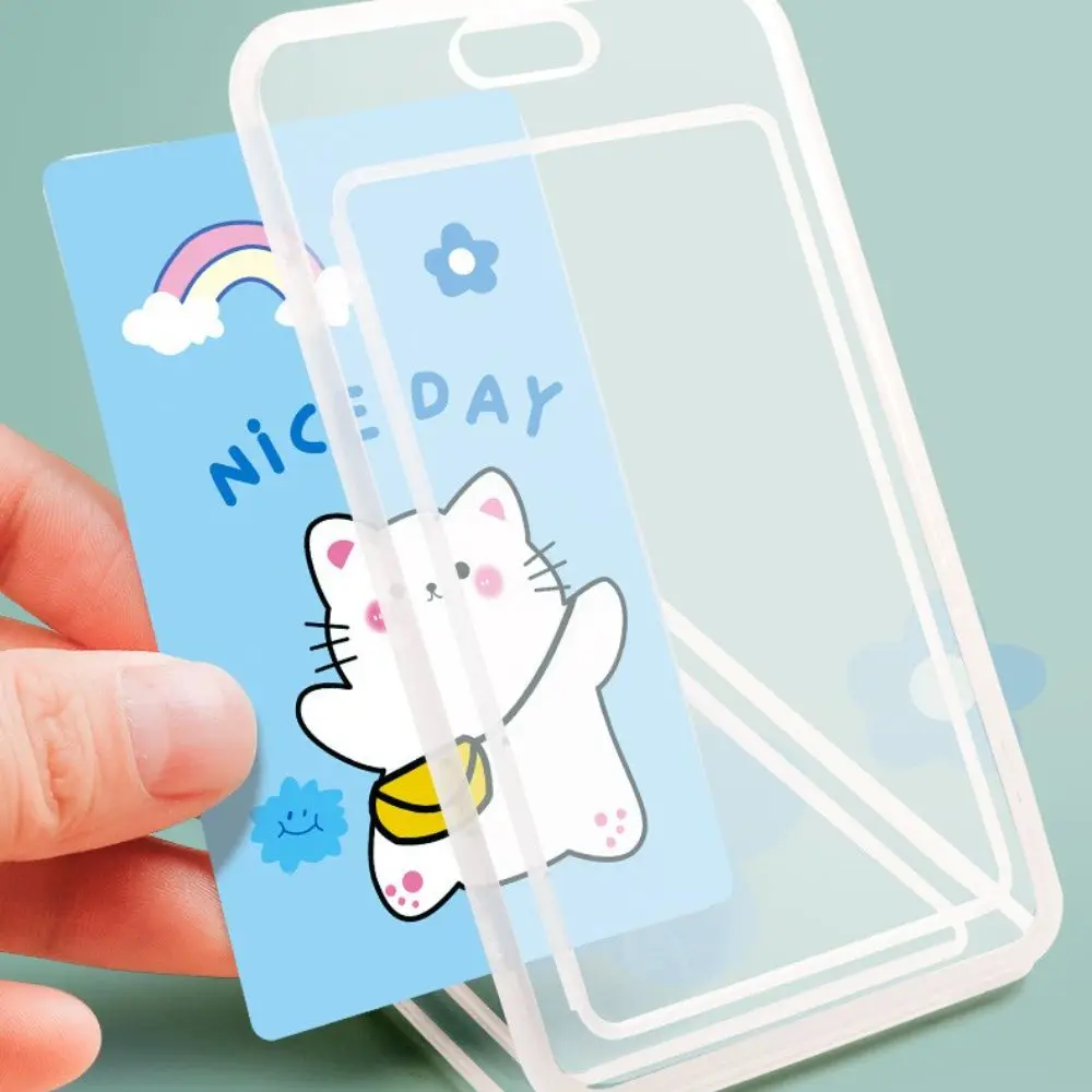 Симпатична пластмасова кредитна карта с заячьими уши Прозрачно Защитно покритие за студентски карти Притежателите на автобусни карти за Карта за достъп Калъф за самоличност