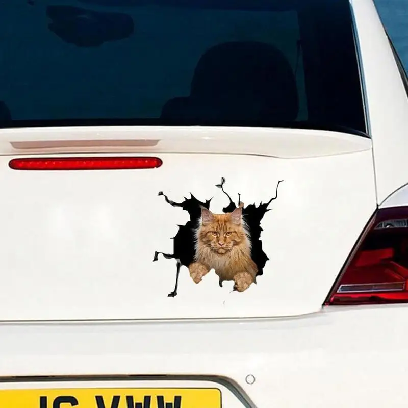 Сладки Автомобилни Стикери Cat Car Cracking Sticker Cat Decals Водоустойчив Драскотини Покриват Вратата На Колата, Прозореца, Се Придържат Към Бронята, Прозорец, Лаптопи