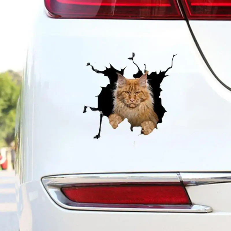 Сладки Автомобилни Стикери Cat Car Cracking Sticker Cat Decals Водоустойчив Драскотини Покриват Вратата На Колата, Прозореца, Се Придържат Към Бронята, Прозорец, Лаптопи