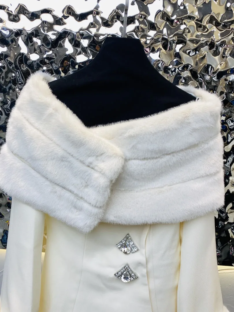 Твидовая яке, къси безплатна версия с едно рамо, приятна и удобна новост зимата 2023 година 1116