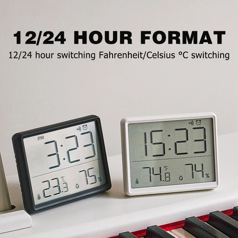 Фини електронни часовници Минималистичные цифров часовник, монтиран на стената LCD дисплей, многофункционална аларма за температура и влажност на въздуха
