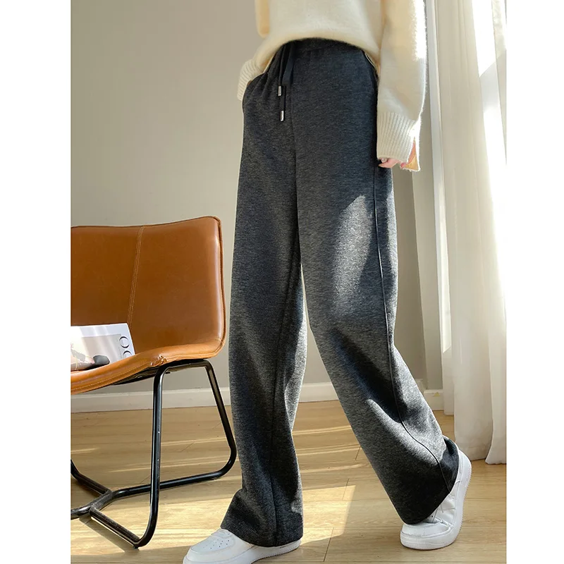 Хит на продажбите, дамски спортни панталони от фина изкуствена вълна, обикновена трикотажни удобни и универсални дълги дамски спортни панталони