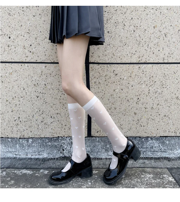 Японски чорапи над и под коляното с принтом във формата на сърце Kawaii, допълнителни Чорапи, дамски модни чорапи JK за cosplay Instagram