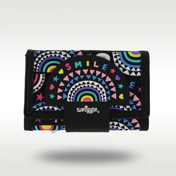 Австралия Smiggle Оригинален детски чантата за момичета Черно дъгата портфейл за монети Калъф за карти Kawaii Clutch 5 инча