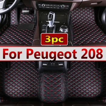 Автомобилни стелки за Peugeot 208 A9 2012 ~ 2018 Килими Луксозна Кожена подложка Трайни подложки Набор от анти Мръсни комплект Аксесоари за Автомобили 2013 2014