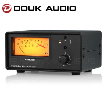 Аудиопереключатель Douk Audio, 1-В-2-изходния Блок Избор на 2-В-1-ИЗХОД за Усилвател/Говорител с IR дистанционно управление VU-Meter
