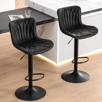 Бар столове YOUNUOKE Комплект от 2 черни продуктова столове с Регулируема височина багажник 24-инчов отточна тръба на шарнирна връзка модерен бар стол с облегалка
