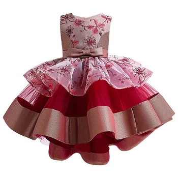 Бебешка рокля с цветен винтажной бродерия 2021 г., костюм за новородено, принцеса рокля, Вечерна сватбена рокля за момичета, Vestidos за 0-5 години