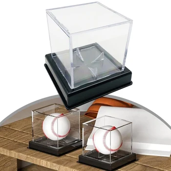 Бейзболна Витрина Прозрачна Бейзболна Кутия Притежател На Топката Куб Акрилна Бейзболна Кутия За Показване На Бейзболни Топки Прахозащитен Драскотини Подаръци