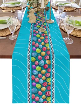 Великденско яйце, геометрична настолна пътека, Интериор в стил Кънтри, Покривки, подложки за масата за хранене, Декорация 2023 г., корица на маса